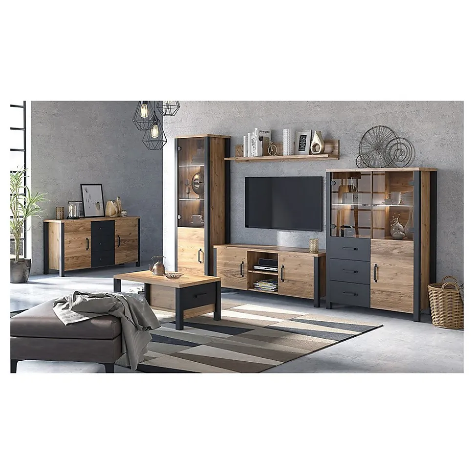 Etagère design 150cm collection DARWIN. Effet épicéa.