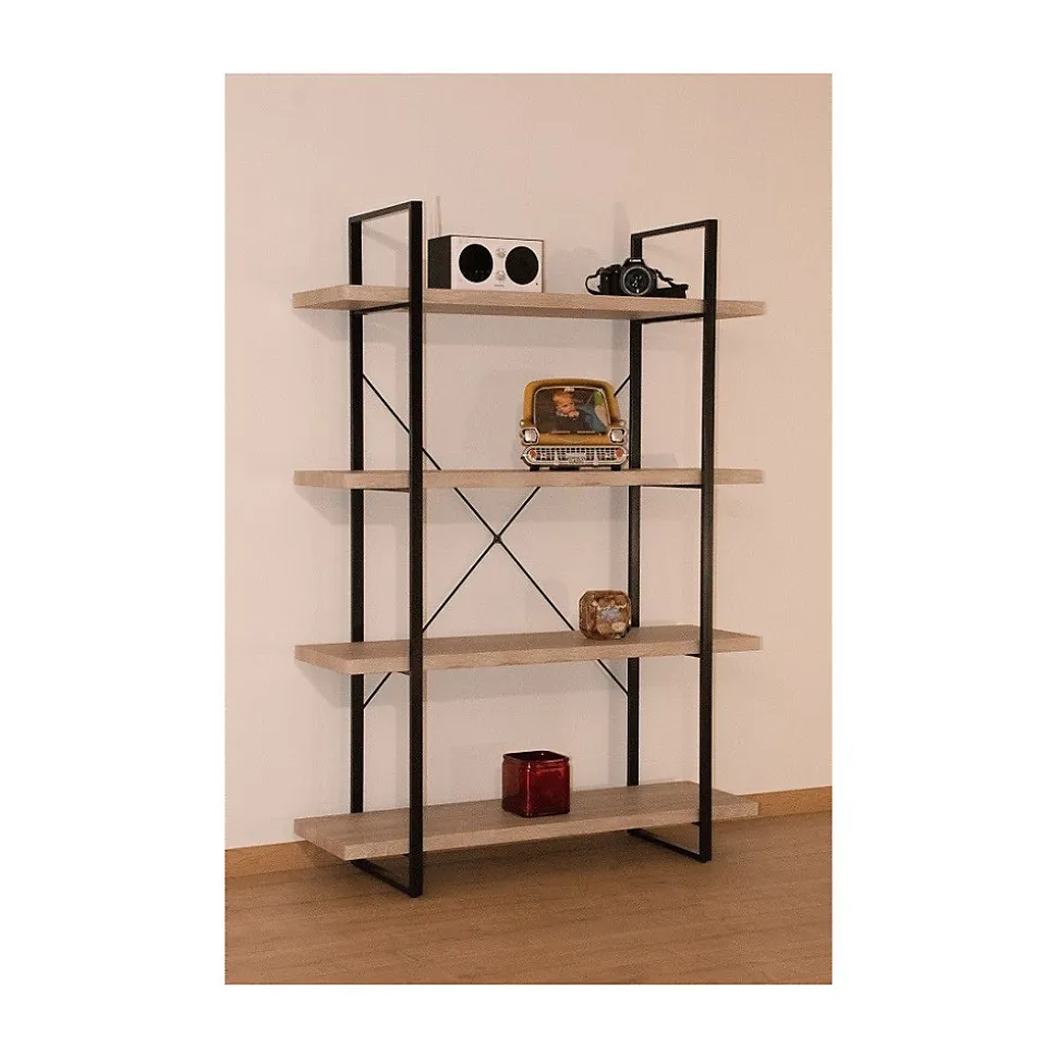 Etagère industrielle SHELVES 4 niveaux Bois et métal Design loft tendance