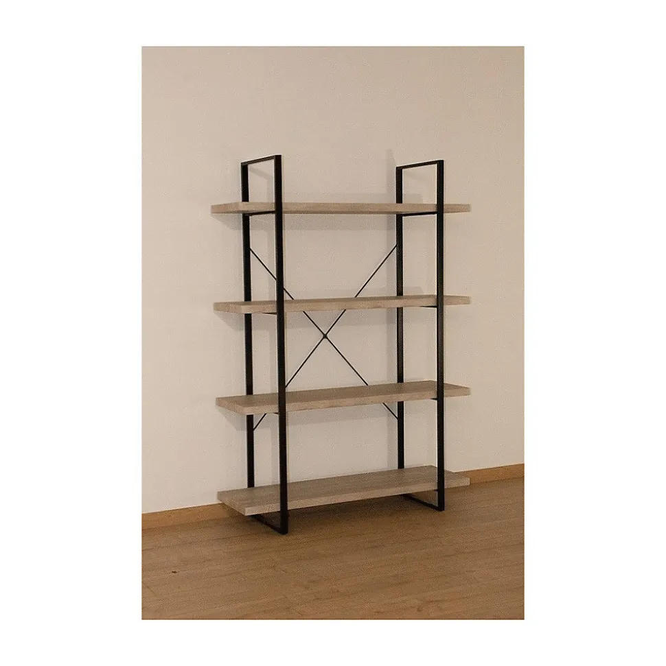 Etagère industrielle SHELVES 4 niveaux Bois et métal Design loft tendance