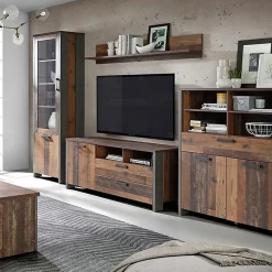 Etagère murale 160 cm décor bois vieilli - BUCK