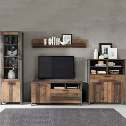 Etagère murale 160 cm décor bois vieilli - BUCK