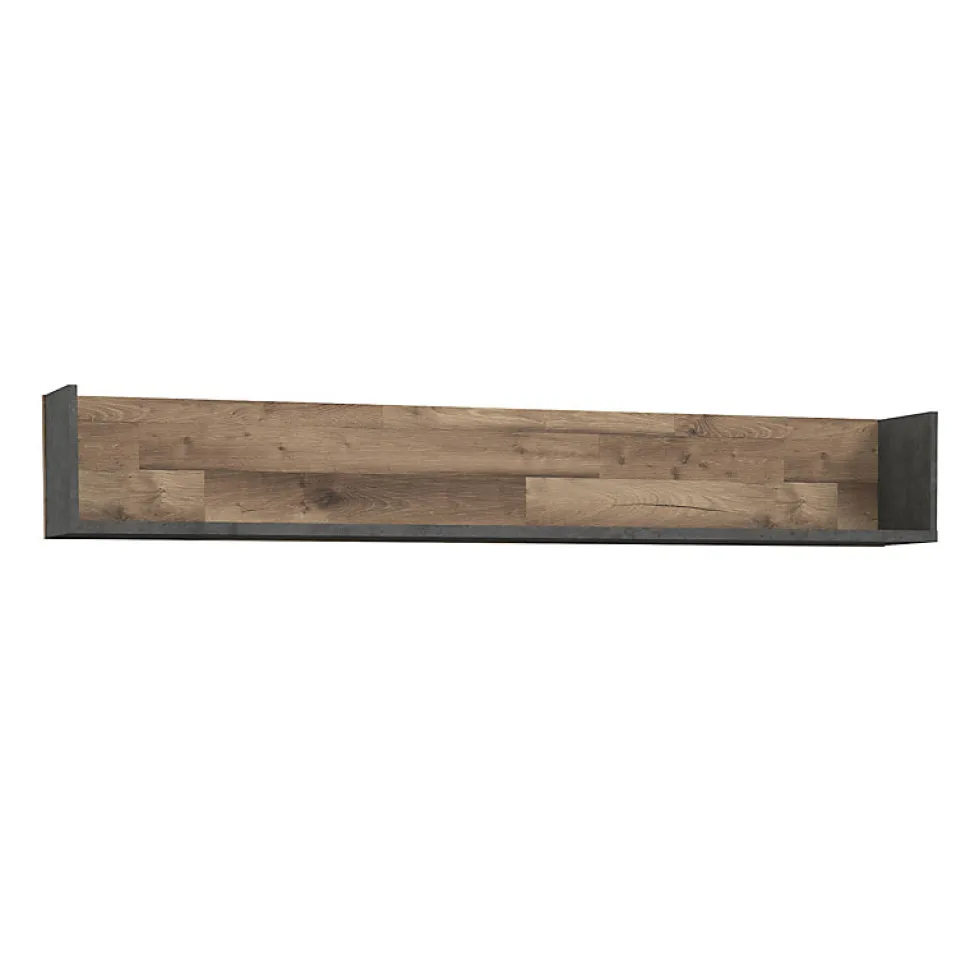 Etagère murale 170 cm décor bois recyclé et béton gris - APACHE