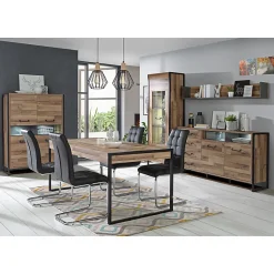 Etagère murale 170 cm décor bois recyclé et béton gris - APACHE