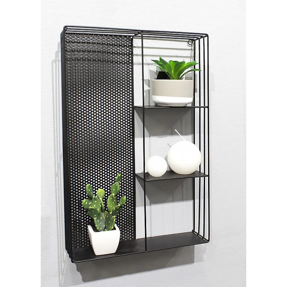 Etagère murale 4 tablettes en métal noir 60 x 40 cm - LINE