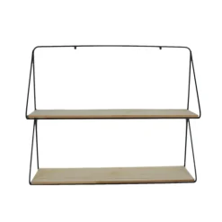 Etagère murale double ronde - Noir