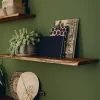 Etagère Murale en Bois Teck Indo Huilé - Bord Naturel Irrégulier Live Edge - Fixation Inclus - 18x180x1200mm - Etagère de Bureau