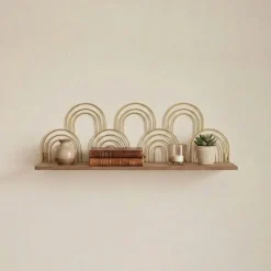 Etagère murale forme arches dorés 50cm