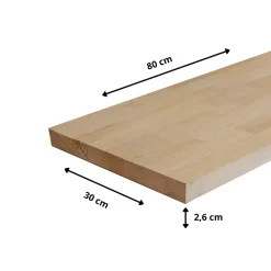 Etagère murale Hêtre bois massif L.80 X l.30 cm, Ep.26 mm