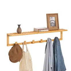 Etagère Porte-Manteau Mural avec étagère et 6 Crochets, FHK06-N, SoBuy