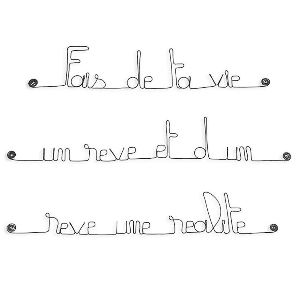 Fais de ta vie un rêve et d'un rêve une réalité - Sculpture fil de fer 50-60 cm - Bijoux de mur