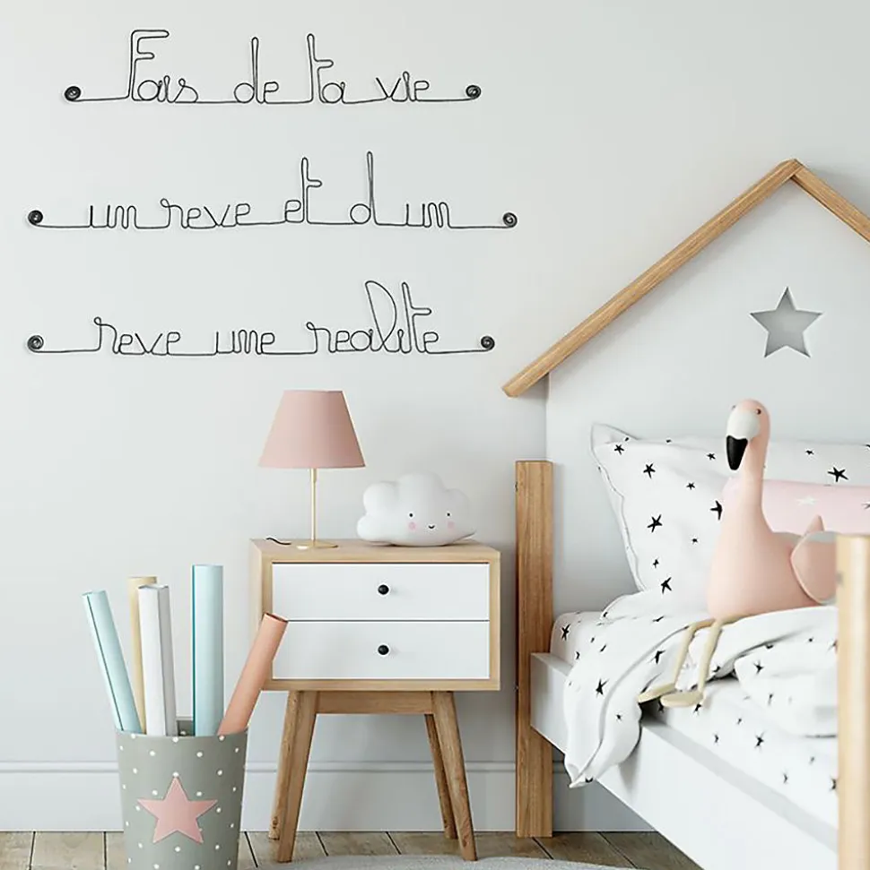Fais de ta vie un rêve et d'un rêve une réalité - Sculpture fil de fer 50-60 cm - Bijoux de mur