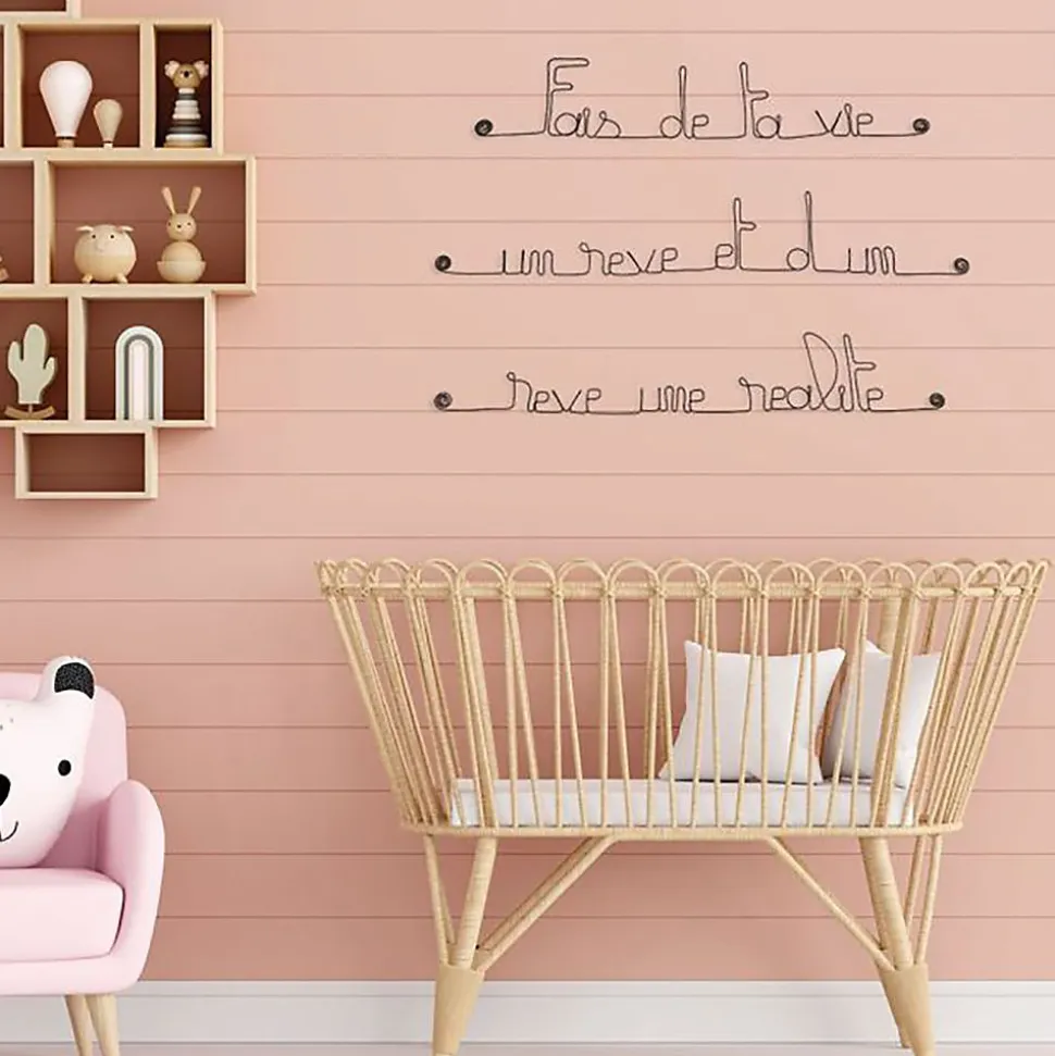 Fais de ta vie un rêve et d'un rêve une réalité - Sculpture fil de fer 50-60 cm - Bijoux de mur