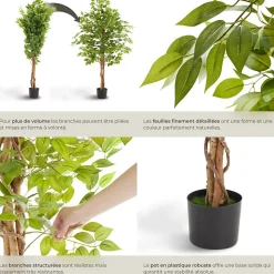 Ficus artificiel à l'aspect naturel avec beaucoup de volume 160cm