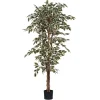 Ficus vert panache artificiel en pot plastique ø90 x h.180 cm