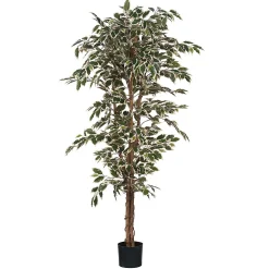 Ficus vert panache artificiel en pot plastique ø90 x h.180 cm