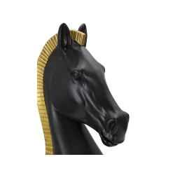 Figurine échec décoratif en polyrésine noire et dorée Cavalier modèle 2