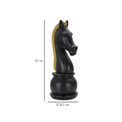 Figurine échec décoratif en polyrésine noire et dorée Cavalier modèle 2