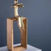 Figurine musicien bois doré 11x11x31cm