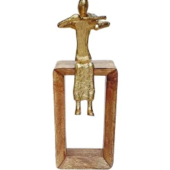 Figurine musicien bois doré 11x11x31cm