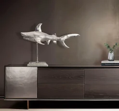 Figurine Requin 70 cm Aluminium Design Marin Moderne Intérieur Sculpture FineBuy