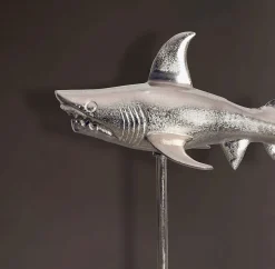 Figurine Requin 70 cm Aluminium Design Marin Moderne Intérieur Sculpture FineBuy