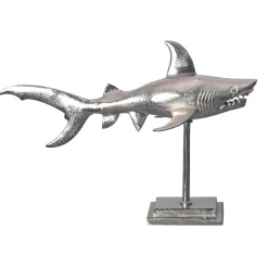 Figurine Requin 70 cm Aluminium Design Marin Moderne Intérieur Sculpture FineBuy