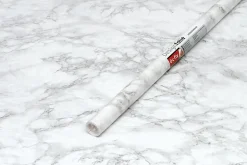 Film adhésif décoratif D-C-Fix Marmor Cortes silver PVC avec adhésif marbre lisse mat et satiné blanc et argent L. 200 x l. 45 cm