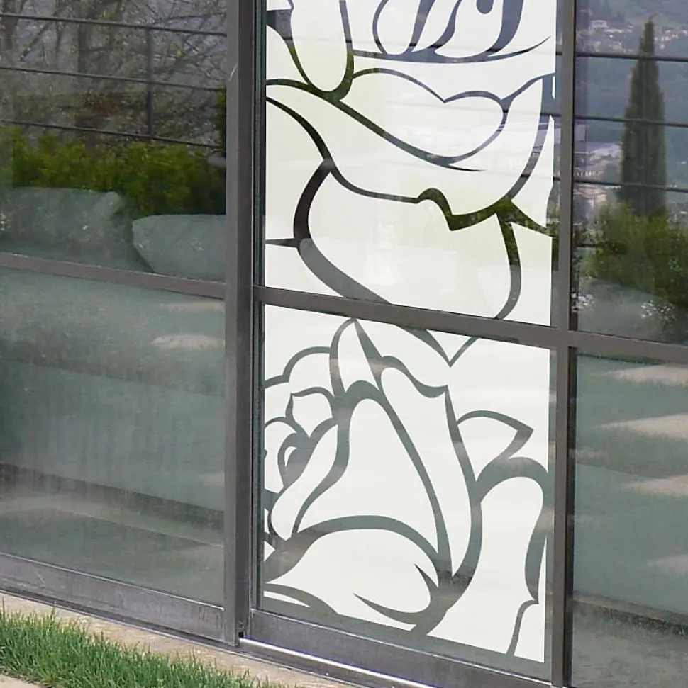 Film Fenêtre Anti Regard Occultant - ROSES - Stickers Autocollant Brise-Vue pour Vitre & Porte de Douche - 150x45cm
