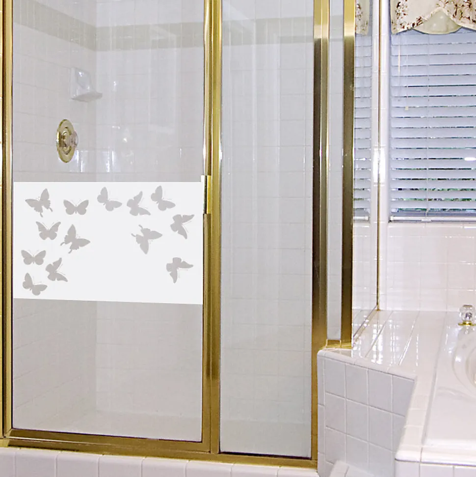 Film Fenêtre Anti Regard Occultant - PAPILLONS - Stickers Autocollant Brise-Vue pour Vitre & Porte de Douche - 55x85cm