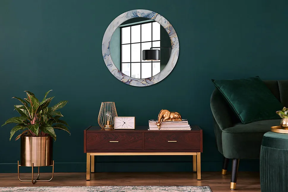 Fonctionnel Miroir Rond Cadre Verre Wallfluent fi70 cm Art Abstrait Décoration Murale Premium Sécurisé