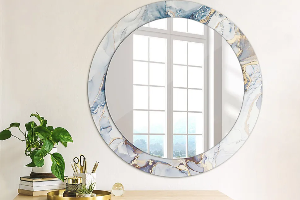 Fonctionnel Miroir Rond Cadre Verre Wallfluent fi70 cm Art Abstrait Décoration Murale Premium Sécurisé