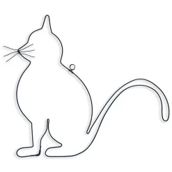 Forme - Chat assis - Sculpture fil de fer 20-30 cm - Bijoux de mur