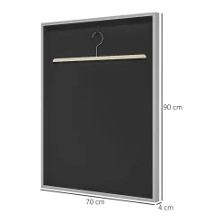 Frame box T-frame cadre aluminium pour maillot porte acrylique doublure interne feutre 70 x 90 cm argent