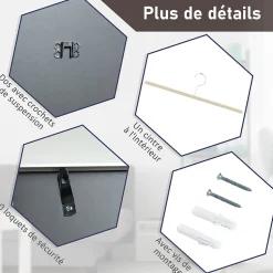Frame box T-frame cadre aluminium pour maillot porte acrylique doublure interne feutre 70 x 90 cm argent
