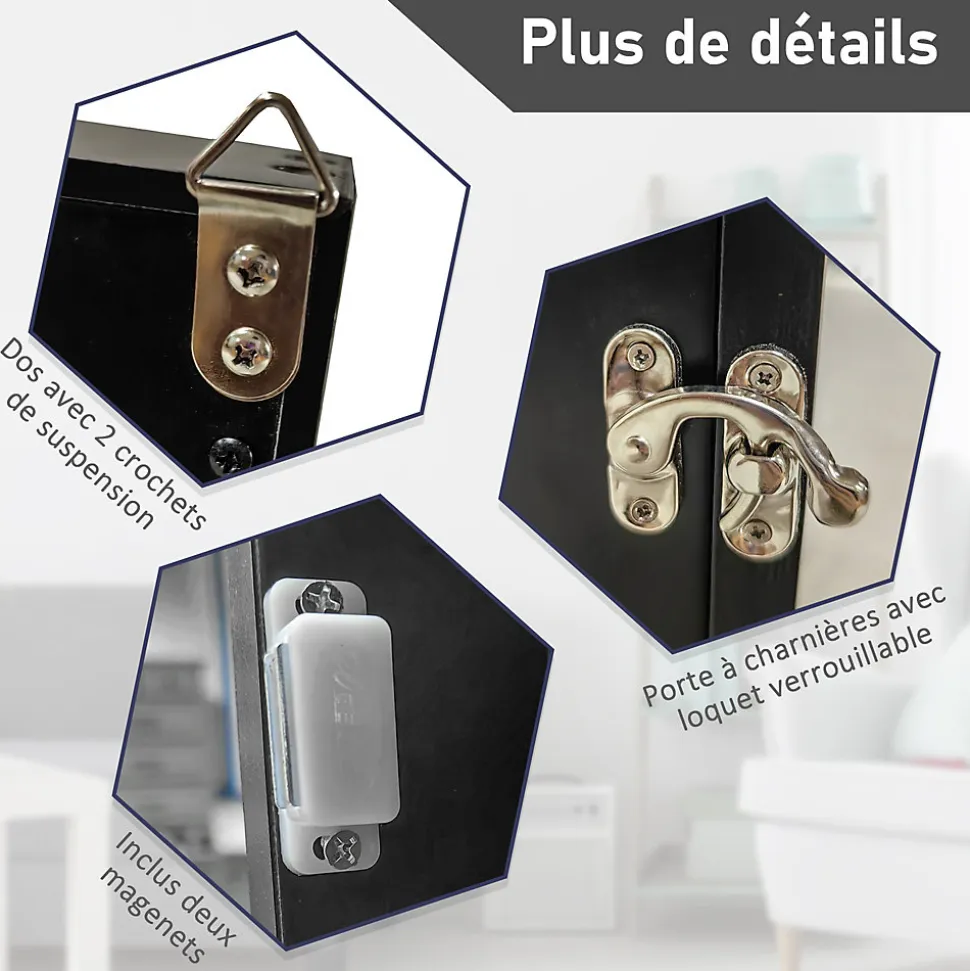 Frame box T-frame cadre pour maillot porte acrylique doublure interne feutre dim. 71L x 7l x 89H cm noir