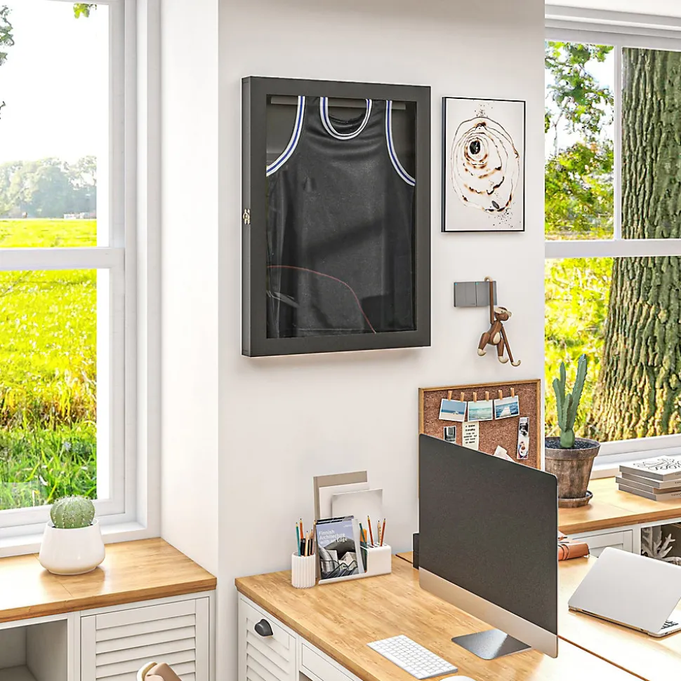 Frame box T-frame cadre pour maillot porte acrylique doublure interne feutre dim. 71L x 7l x 89H cm noir