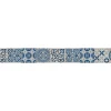 Frise adhésive 10 cm X 300 cm, carreaux de ciment bleu et beige, déco géométrique pour murs et sols, look rétro et moderne.