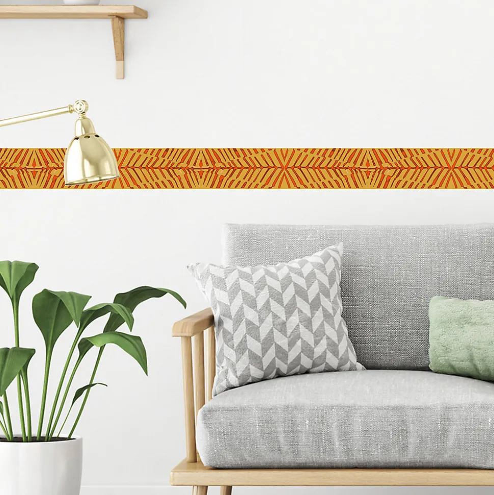 Frise adhésive 10 cm X 300 cm, décoration murale africaine géométrique, couleur, pour murs intérieurs.