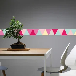 Frise adhésive artistique multicolore, 10 cm x 300 cm - Décoration murale triangle