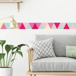Frise adhésive artistique multicolore, 10 cm x 300 cm - Décoration murale triangle