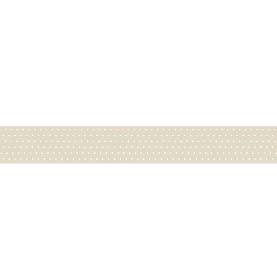Frise adhésive autocollante 15 cm X 300 cm, motif pois blanc sur fond beige, décorative pour murs et sols.