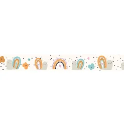 Frise adhésive autocollante 15 cm X 300 cm pour décoration chambre enfant, illustration escargots rigolots sur couleurs pastels.