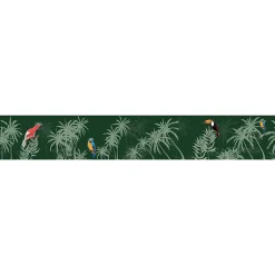 Frise adhésive autocollante 15 cm X 300 cm - Savane, Jungle, Perroquet, Cocotiers, Palmier - Décoration murale