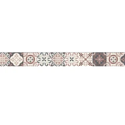 Frise adhésive autocollante 5 cm X 300 cm, style industriel, tons rouges et gris, décoration murale tomettes.