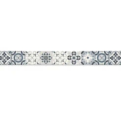 Frise adhésive autocollante borgatella bleu 5 cm X 300 cm, motif carreaux de ciment ancien, déco intérieure murale, revêtement mur