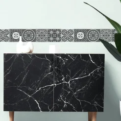 Frise adhésive autocollante 15 cm X 300 cm, carreaux de ciment azulejos gris et clairs, décoration murale intérieure