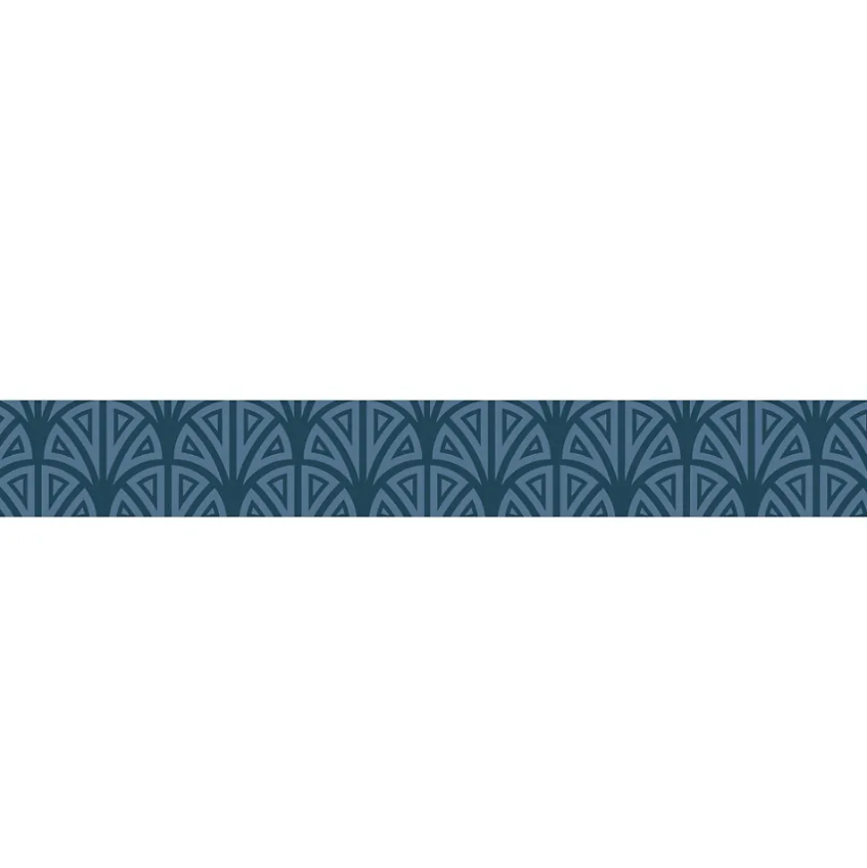 Frise adhésive autocollante Tromso Bleu, 15 cm X 300 cm, décoration murale eventail bleu géométrique, 150 cm