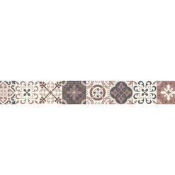 Frise adhésive autocollante 15 cm X 300 cm, motif carreaux de ciment ancien rosé, borgatella tomette décorative.