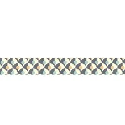 Frise adhésive autocollante 15 cm X 300 cm, motif éventail gris et crème avec cercles au milieu, décoration murale intérieure.