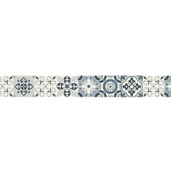 Frise adhésive autocollante 15 cm X 300 cm, motif carreaux de ciment ancien, borgatella bleu, décoration murale intérieure.